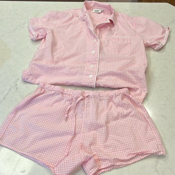 Sleepy Jones Corita Pajama Set Size Medium. In pink gingham print - Picture 1 of 12